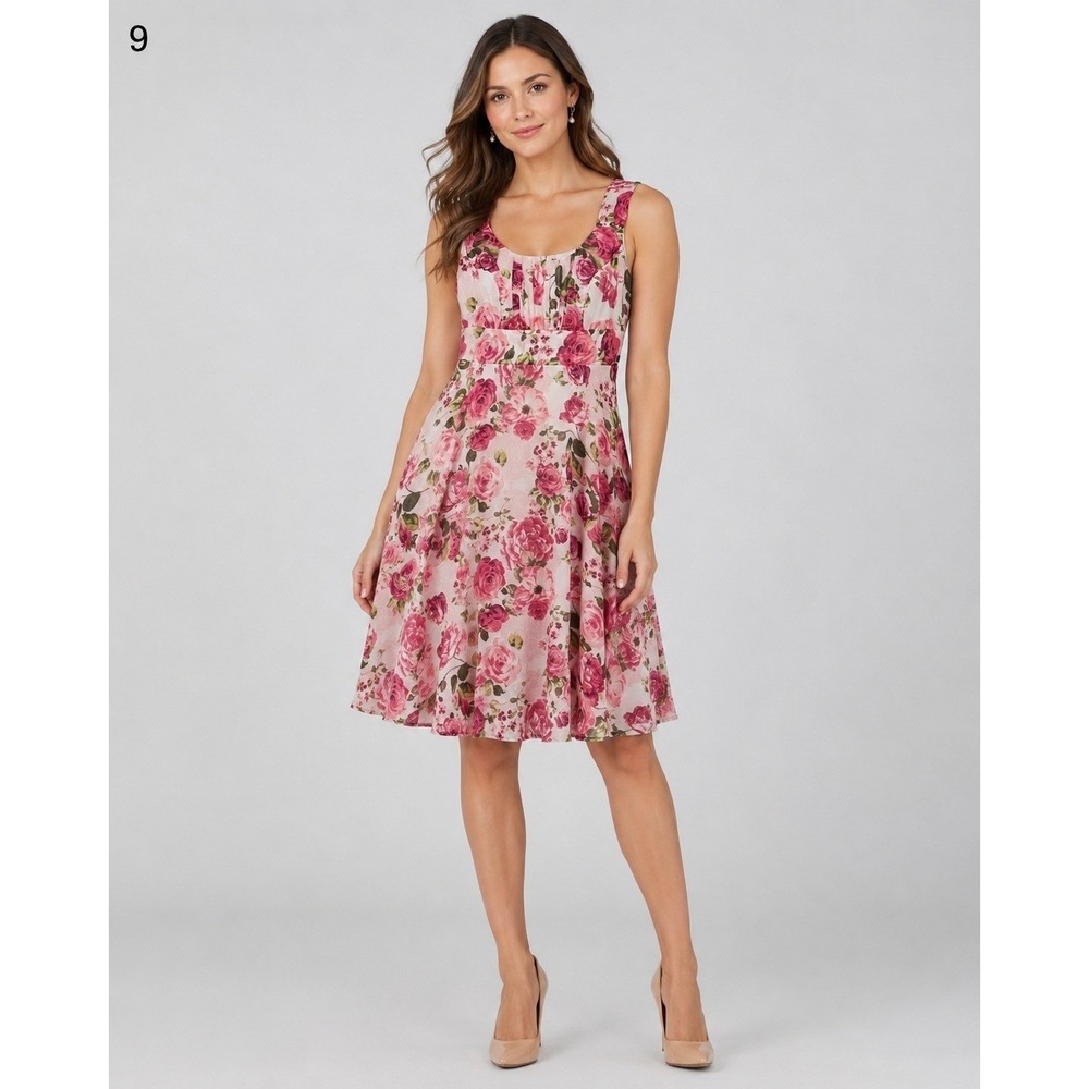 Vintage Y2K Connected Apparel Babydoll Dress sz 8 White Pink Floral Romantic